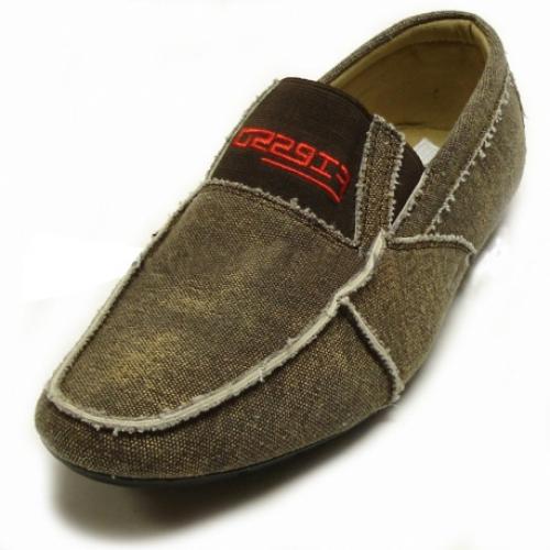 Fiesso Brown Fabric Casual Loafer Shoes FI2115